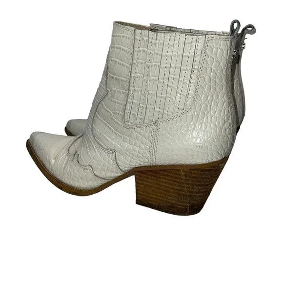 Sam Edelman Women's Ankle Booties Size 10M "Winona" White Leather Slip On - Picture 2 of 11